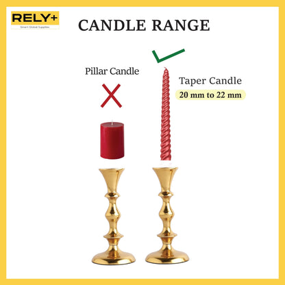 Rely+ Gold Candle Holders Set of 2 Decorative Centerpiece Table Candlesticks Holders for Taper Candles Home Decor Easter Candle Holders for Dinner Party Wedding Decorations
