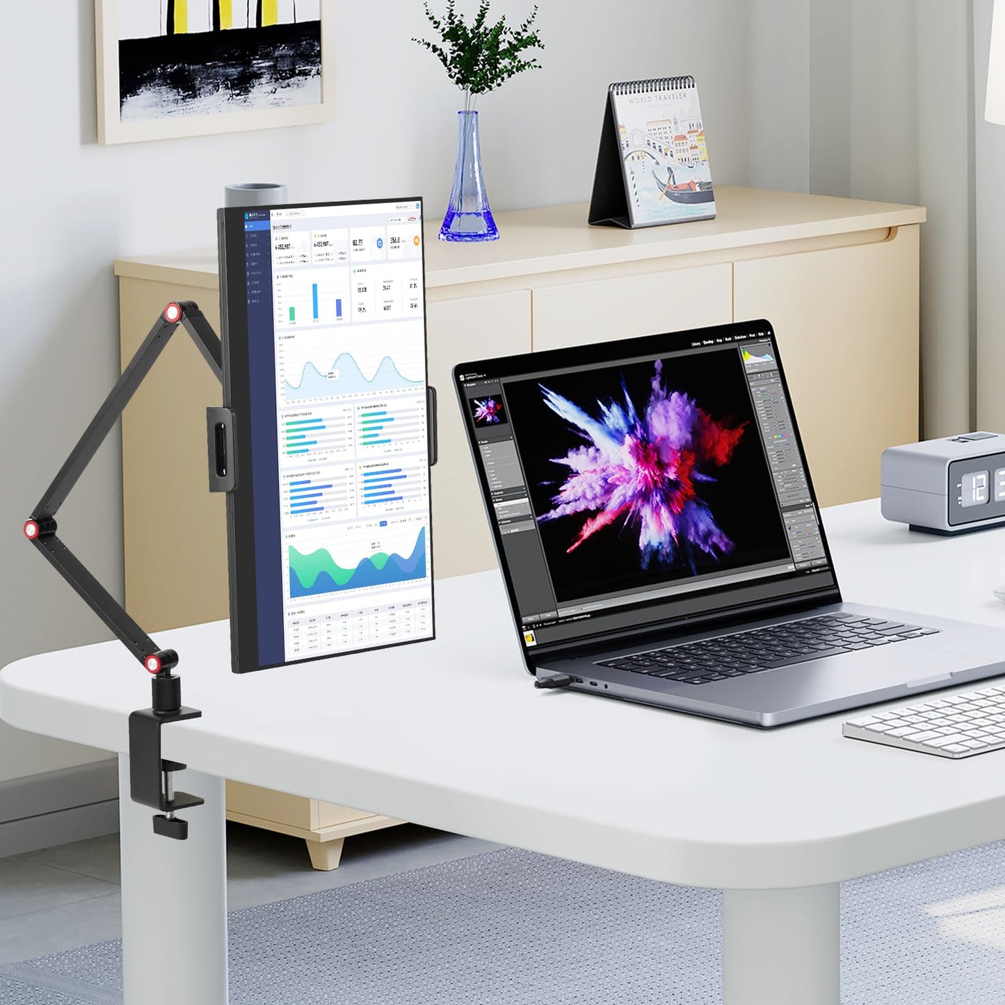 Purboah Tablet Stand Holder for ipad,Portable Monitor Stand Holder 15.6'',16'',Desk Mount with 360°Rotate Base,Fits for 4.7-16" Phone,Kindle,Fire HD,Nintendo Switch