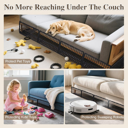 6.5" Height 261" Length in Total Under Couch Blocker, Under Bed Blocker for Pets Stop Pets from Hiding Under Furniture, Detachable Assembleable Under the Couches Blockers for Sofa Bed Cabinets, Black