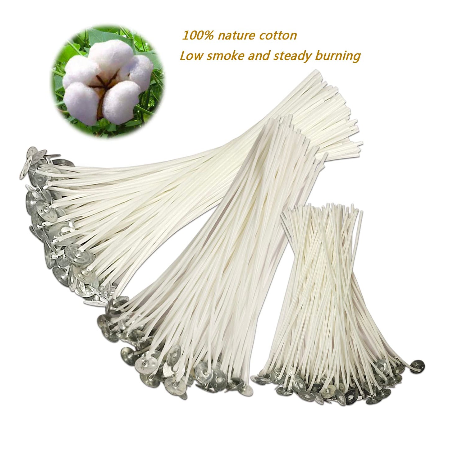 400 Piece Cotton Candle Wick 6" Pre-Waxed for DIY Candle Making