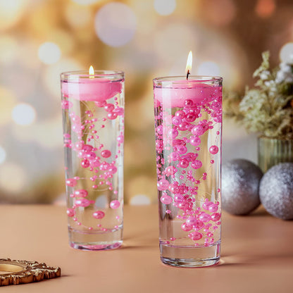 Nuanchu 12 Pieces 1. 65 Inch Floating Candles for Wedding Centerpiece, Small Unscented Floating Round Tealights Metallic Smooth Wax Disc Candles for Graduation Dinner Home Decor(Pink)