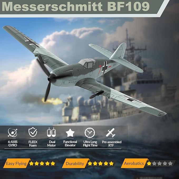 RC Plane 3 Channel BF - 109 Remote Control Airplane 2.4GHz &amp 6 Axis Gyro Stabilizer 2 Batteries Included Ideal for Adults Beginners