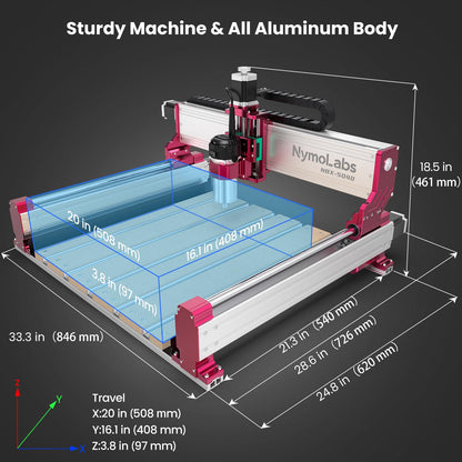 NymoLabs NBX-5040 CNC Router Machine with Custom-Made 710W 7000-30000 RPM Trim Router Spindle & ER-11 Collet, Milling Engraving for Wood Acrylic Aluminum