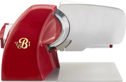 VBI Milano 1898 Home Line Plus 200 Food Slicer | 8-inch Chromed Steel Blade | Adjustable Thickness | Premium Electric Slicer for Prosciutto, Cold Cuts, Cheese, Bread, Veggies and more (Red)