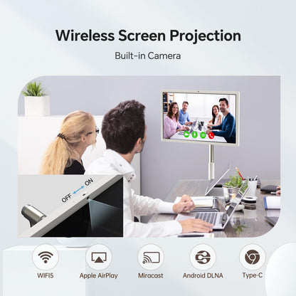 KTC 27" MEGAPAD 1080p Portable TV Touchscreen Monitor, EDLA-Certified Android 14 8G RAM +128G Storage Octa-core CPU Qualcomm Remote Control 9500mAh Battery Full Swivel Rotation Camera