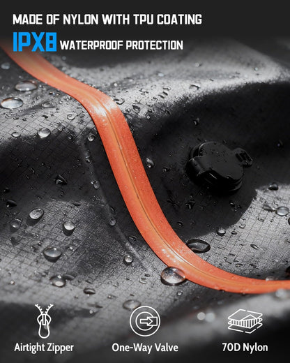 Zurligi Vacuum Compression Bags - IPX8 Waterproof Packing Cubes | Reusable 39L Travel Bags (3-Pack Black)