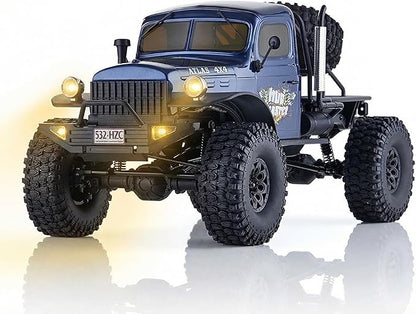 EAZYRC FMS Rochobby 1/10 Atlas Ready Set RC Crawler RC Truck 4X4 with Lighting 2.4GHz RadioBall Bearing Metal-Gear Full4 Link SuspensionRapid Separation Car Body for Adult (Blue)