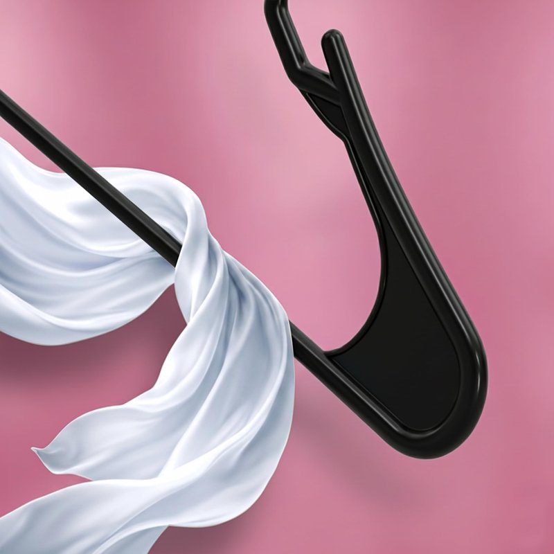 Utopia Home Plastic Hangers 50 Pack, Space-Saving Clothes Hangers with Non-Slip Shoulder Grooves for Strappy Clothes, Ideal for Home Closet Organization and Warddrobe Solutions (Black)