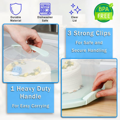 EXTRA LARGE Cake Carrier/Cake Container with Server (Holds up to 12 inch 3-layer cake) Cake Carrier With Lid And Handle /Cake Holder with Lid/Cake Cover Cake Plate Clear Cake Dome Cake Plate With Lid