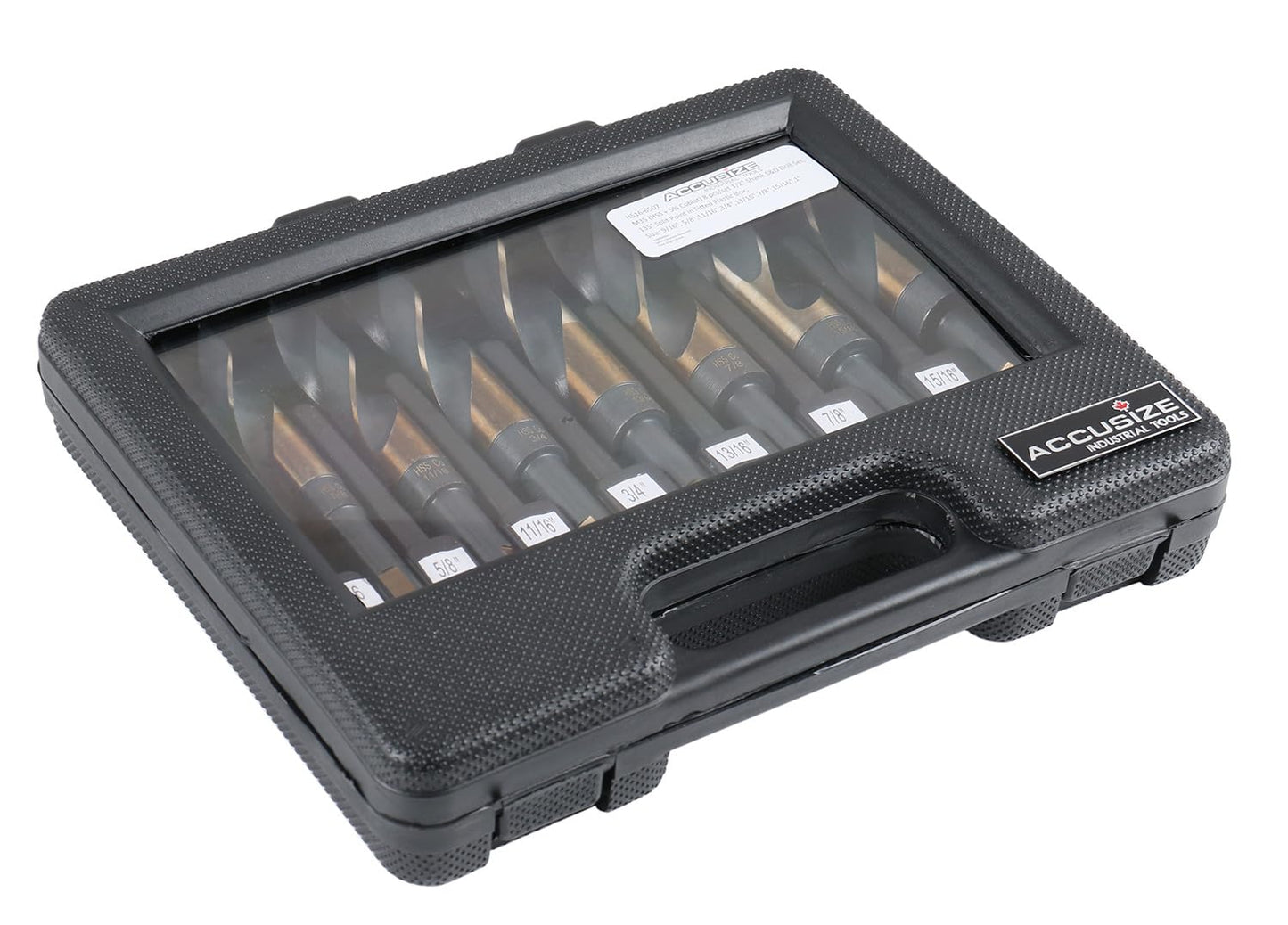 Accusize Industrial Tools M35 (H.S.S.+5% Cobalt) 1/2" Shank and Drill - 9/16" to 1", Set of 8 Pieces, H516-6507