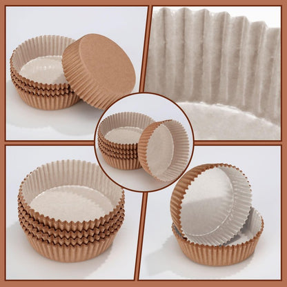Uiifan Disposable Round Cupcake Liners Paper Baking Cups Wrappers Cupcake Paper Microwave Oven Safe Bakeware Mold for Snacks Cakes(Natural,50 Pack)