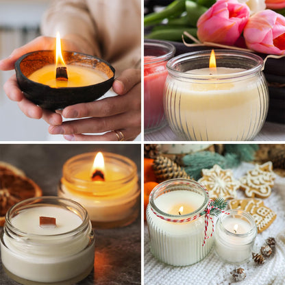 Multiwins 130 Pcs Candle Wicks for Candle Making Kit: 100 Cotton & 30 Wood Wicks with Complete Tool Set (Wick Holders, Wick Stickers, Candle Tabs, Tweezers, Pen), for Soy Beeswax DIY Candles