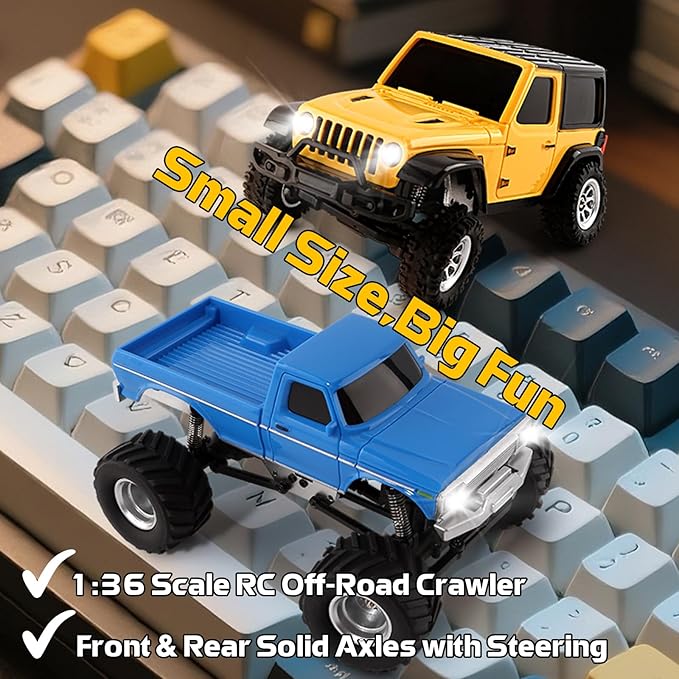 ARRIS 1:36 Mini RC Crawler 4WD Off-Road RC Car with 2.4G Remote Battery &amp Lights RTR for Adults Hobby Gifts (Blue)