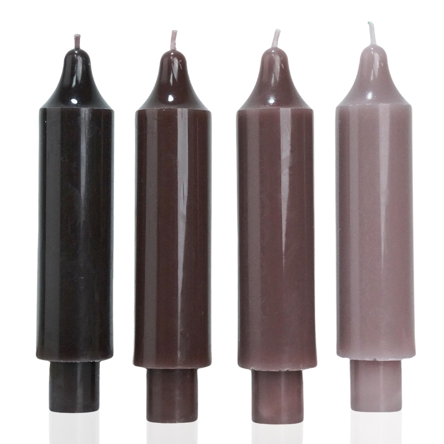 Brown Short Taper Candle Stick Dripless Dinner Candle for Wedding Party Decoration Home Dinner,6.5inch,4 Pack,Gradient Brown