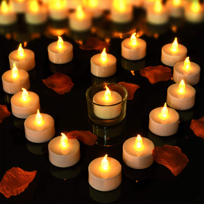 Pandaing Lasts 2X Longer Flameless Tealight Candles [50 Pack, Batteries Included], Realistic Tea Lights Candles, Flickering Bright Tealights, Battery Operated Unscented Candles