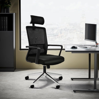Ergonomic Office Chair,High Back Desk Chair with 3 Gear Tilting Backrest and Adjustable Headrest,400lbs Weight Capacity Integrated Metal Base with Swivel Wheels,Comfort Breathable Mesh