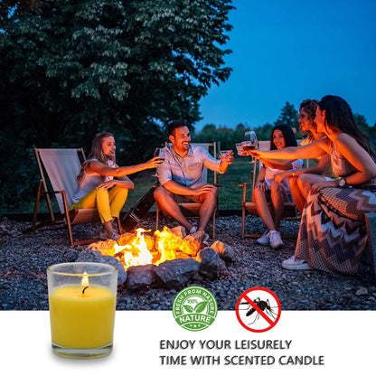 Yellow Votive Candles in Glass Small Citronella Candles Outdoor Bulk Soy Wax Candles for Party, Wedding, 12 Packs