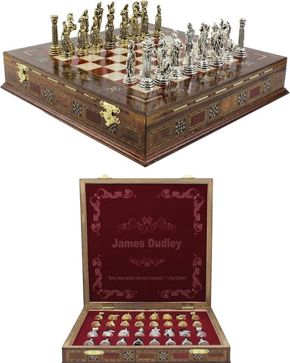 11 Inches Custom Chess Set - Personalized Chess Set - Gift Idea for Son Husband Father and Anyone for Birthday Anniversary and Any Occasion 2 players
