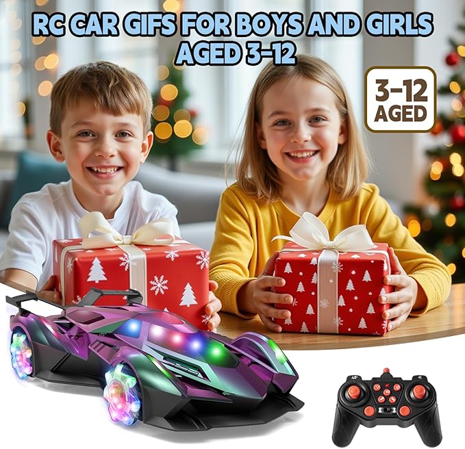 SASBSC Lamb Remote Control Car for Boys 4-7 8-12 Drift Rc Cars with 360° Rotation Spray Music &amp Lights 1:12 Rechargeable Rc Car Toys 10-12km/h Sport Race Toy Cars Gifts for Kids (Multi-Color)