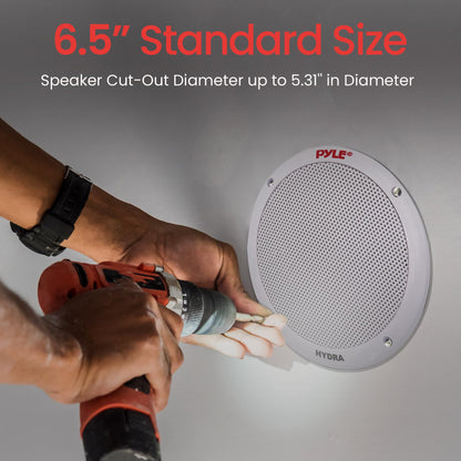 Pyle 6.5 Inch Dual Marine Speakers - 2 Way Waterproof and Weather Resistant Outdoor Stereo Sound System with 400 Watt Power, Polypropylene Cone and Butyl Rubber Surround - 1 Pair - PLMR605W(White)