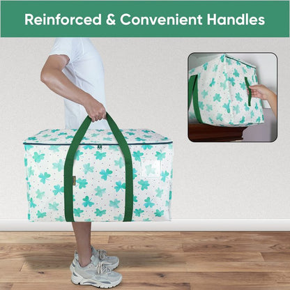 BALEINE 2-Pack Oversized Moving Bags with Reinforced Handles, Heavy-Duty Storage Tote for Clothes, Moving Supplies (Clover, 2-Pack)