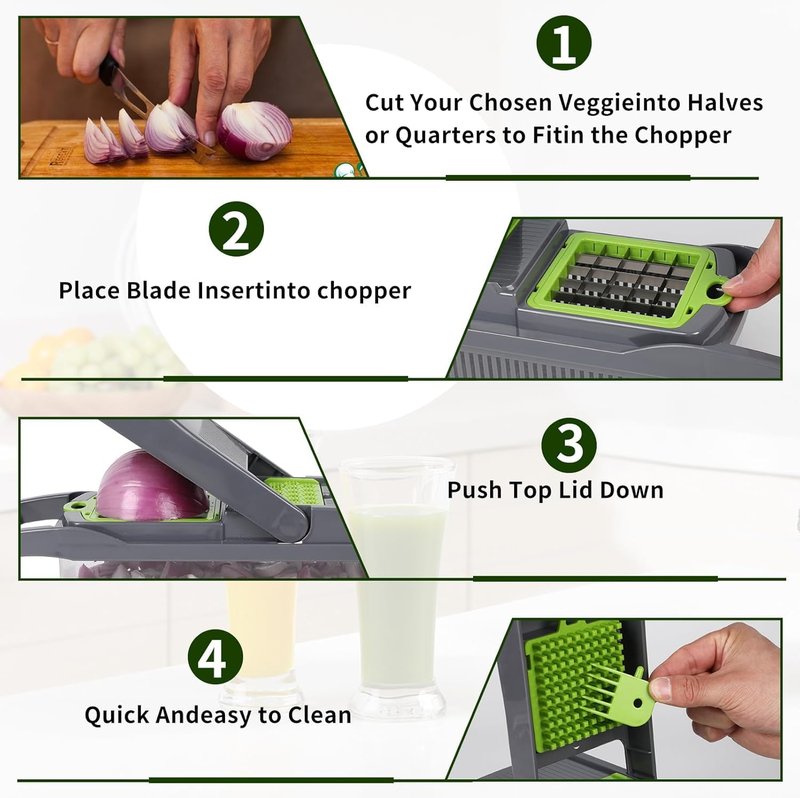 Pro-Series 16-in-1 Vegetable Chopper, Veggie Chopper, Food Chopper with Container, Vegetable Cutter Chopper & Spiralizer for Onion Salad (Grey, 15-piece set)