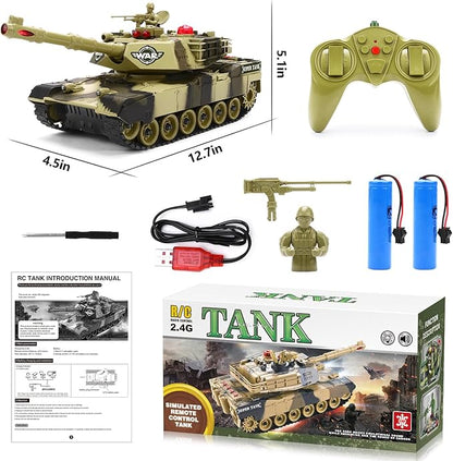 Remote Control Tank for Boys - Kids Simulated Army Tank Toy 1:28 Scale 8 Channels RC Tanks with Toy Soldiers 2 Batteries Rotating Turret &amp Sound Military Toys Great Gift for Boys Age 8 9 10