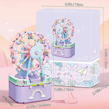 Music Box Building Toys Rotating Ferris Wheel DIY Building Block for Girls and Boys 6-12 Years Old 710 pcs Valentine for Adults and Aged 8 9 10 11 12 Kids