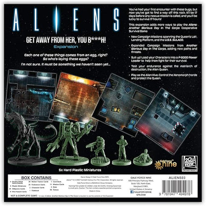 Gale Force Nine | Aliens: Another Glorious Day in The Corps: Get Away from Her You BxXxh! Expansion | Board Game | 1-6 Players | Ages 14+ | 60 to 120 Minute Playing Time