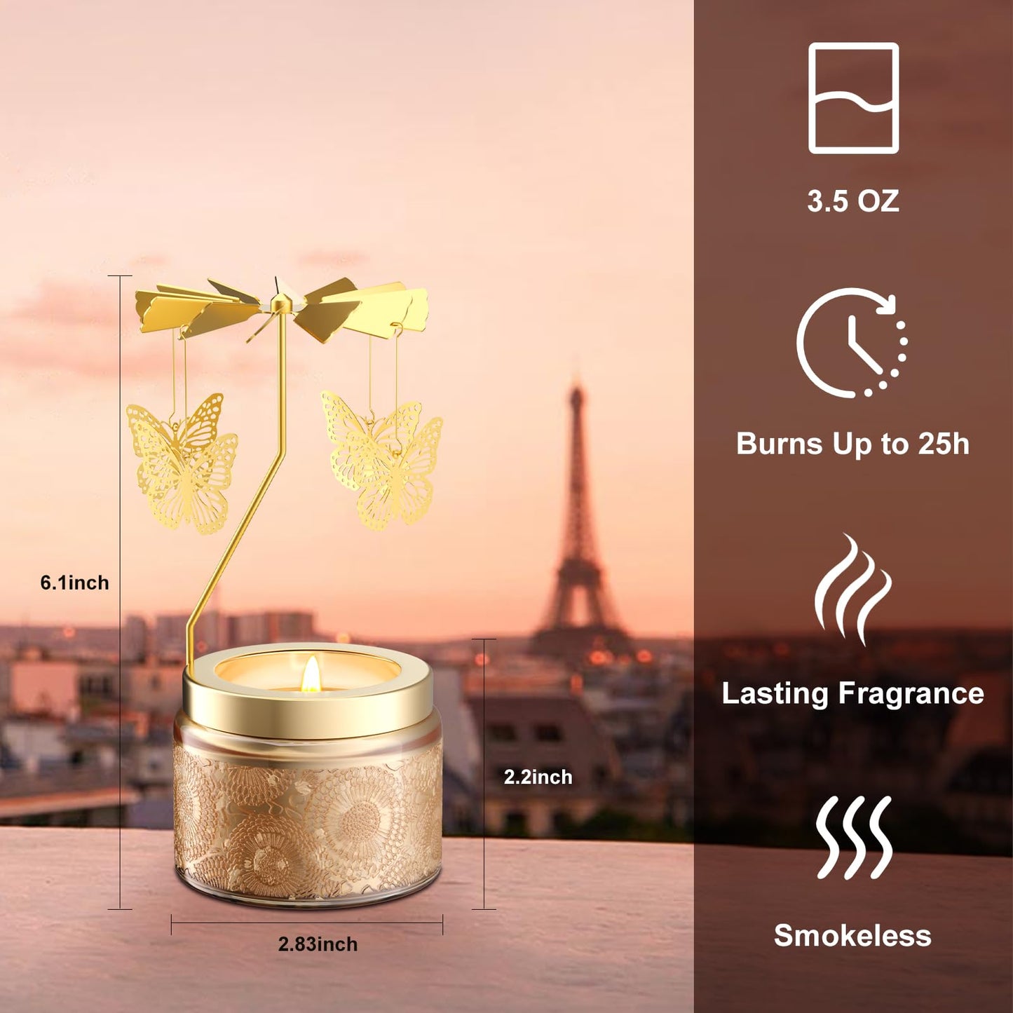 Rotatable Osmanthus Flower Scented Candle, Gifts for Women, Single-Wick with 20 Hours of Burn Time, Ideal for Creating Relaxing Ambience & Holiday Gifting (Butterfly)