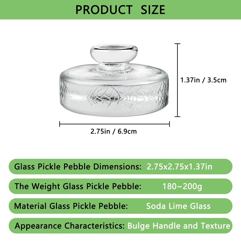 Artcome 5-Pack Glass Fermentation Weights with Easy Grip Handle and Unique Texture Design for Large Wide Mouth Mason Jars - Pickle Pebbles with Glass Weights Organizer - Space Saving Compact Design