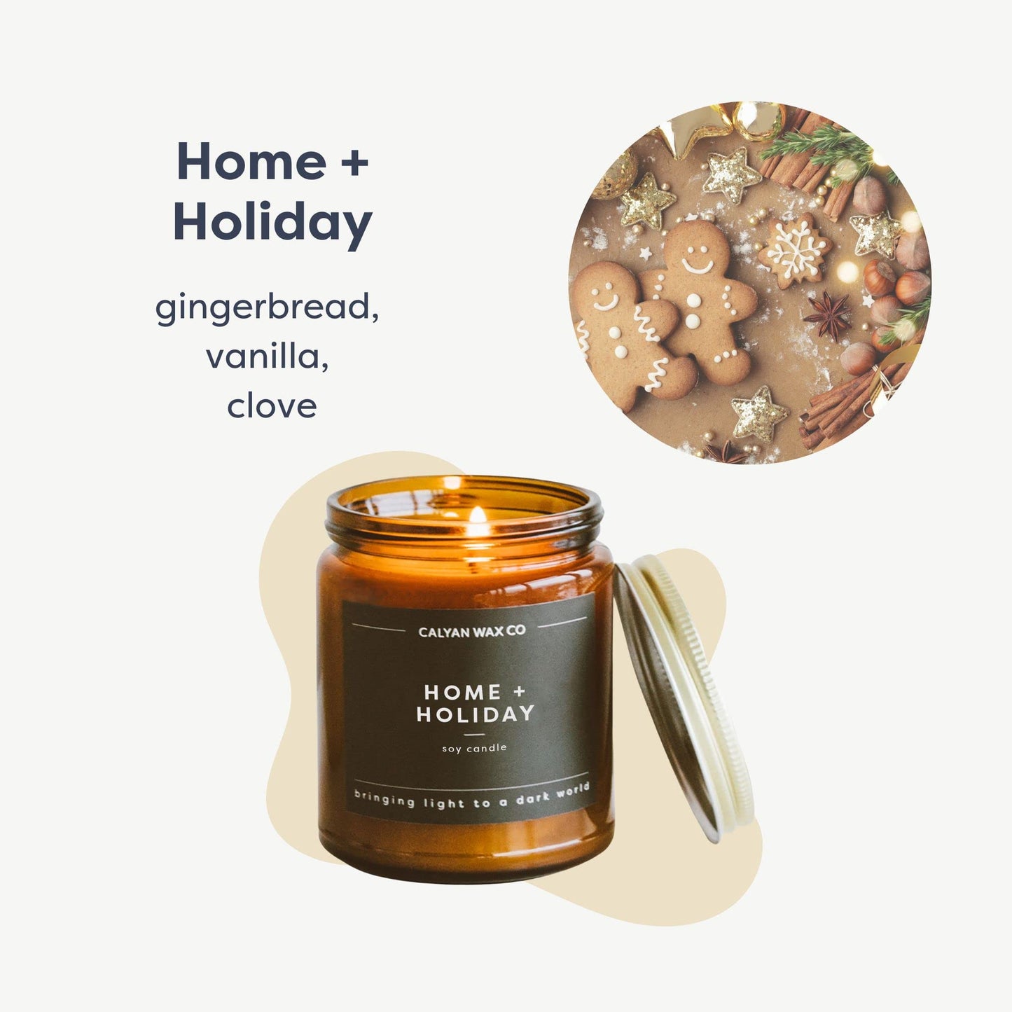 Calyan Wax Co. Home & Holiday Scented Candle - 57 Hour Burn - Luxury Clean Soy Wax Candles - Long Lasting Amber Glass Jar Candle for Home - 7.2oz