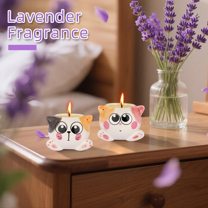 Birthday Gifts for Women，Cool Mothers Day Gifts for Mom，Cat Scented Candles for Women Birthday Unique，2 Pack Cute Candles