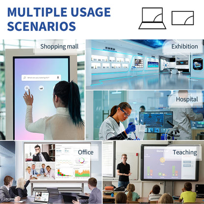 TouchWo 65 inch Capacitive Multi-Touch Screen Industrial Monitor, 16:9 Display 4K, Built-in Speakers, USB, VGA, DVI & HD-MI Ports, Digital Signage Displays and Player for Advertising