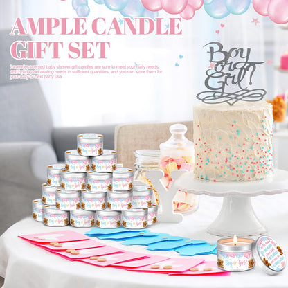 MTLEE 24 Pcs Gender Reveal Bear Baby Shower Party Favors Candles Lavender Scented Baby Shower Favors for Guests Rustic Tealights Candles Gender Reveal Return Gifts (1.2 oz, Blue and Pink)