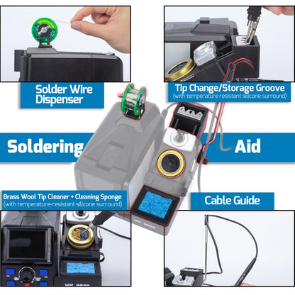 WEP 982D Precision Soldering Station with Automatic Calibration, Tiltable Screen, C245 C210 Compatible Soldering Iron Kit with 2 Spools Lead Free Solder Wire, 6 Soldering Cartridges