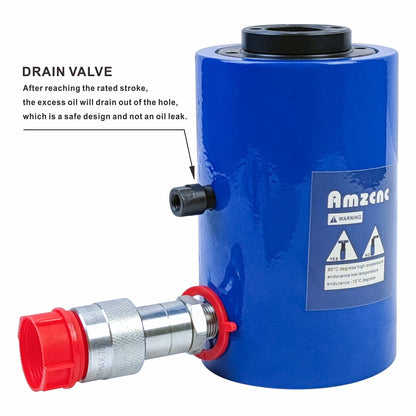 AMZCNC 20T Hydraulic Cylinder Jack Hollow Single Acting Hydraulic Ram Cylinder 2"(50mm) Hydraulic Lifting Cylinders (20T 2Inch Hollow)