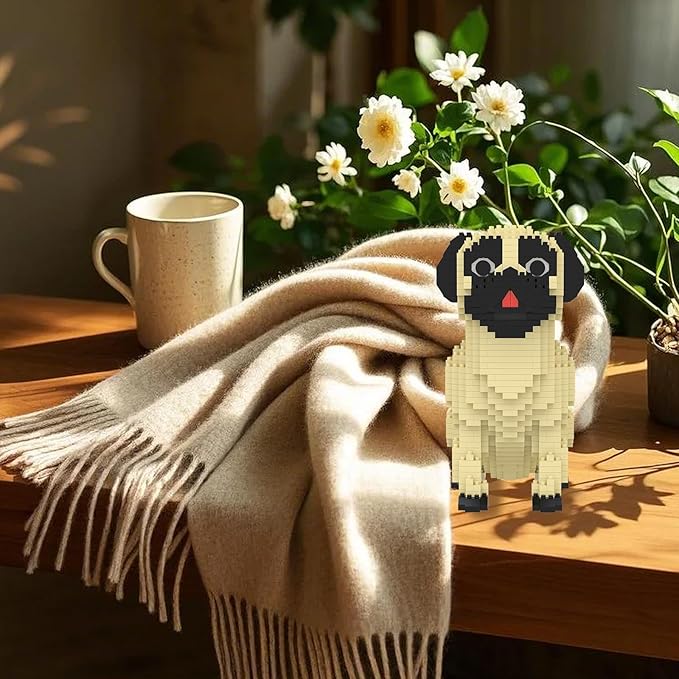Larcele Micro Building Blocks Set DIY Mini Building Toy Bricks for Age Over 12 Years 1033 Pieces KLJM-02 (Pug Dog)