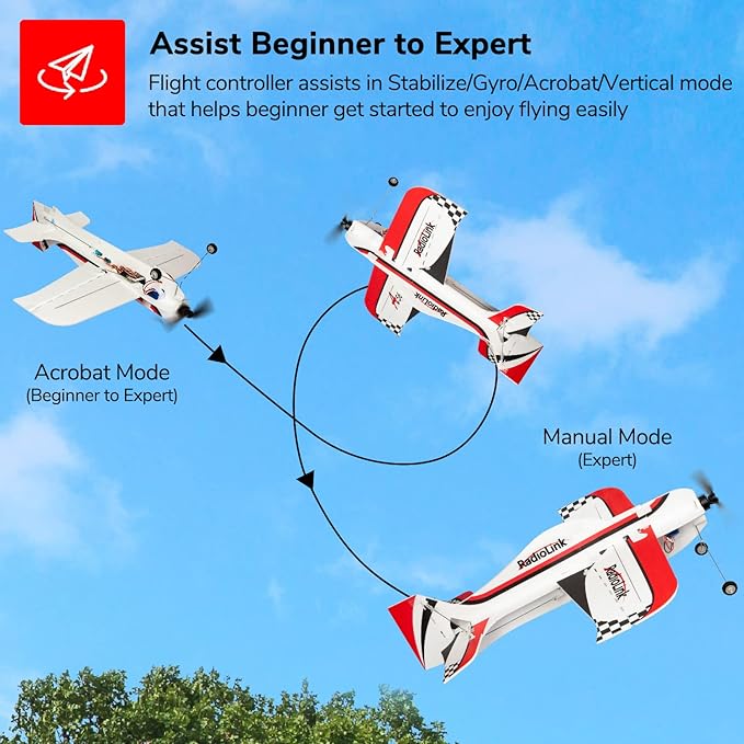 Radiolink A560 6 Flight Modes RC Airplane Easy to Fly RFT RC Airplanes with 2.4Ghz Remote Control Byme-A Gyro FC Brushless Motor for Kids Boys Girls Adults Beginner or Experienced