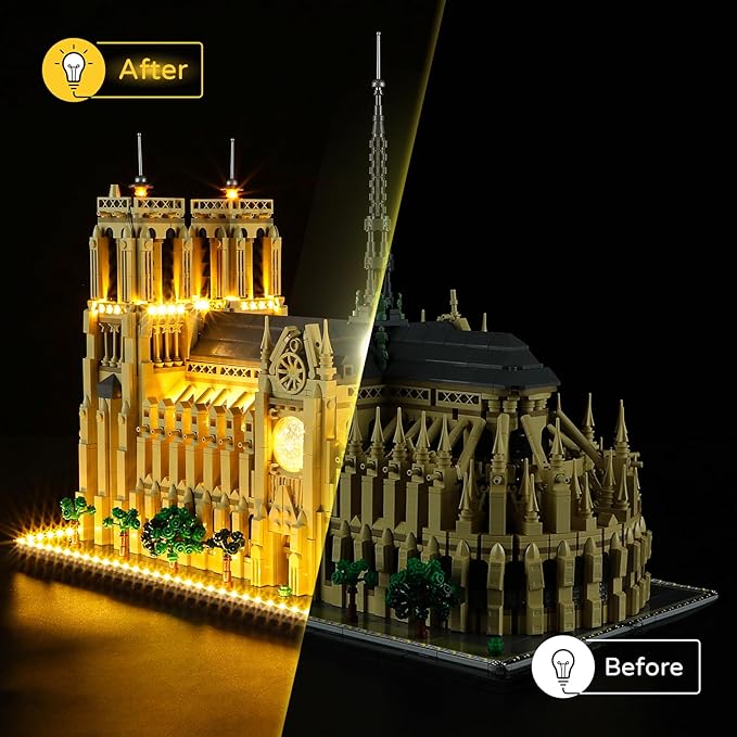 YEABRICKS LED Light for 21061 Architecture Notre Dame Cathedral Building Blocks Model (Building Set NOT Included)