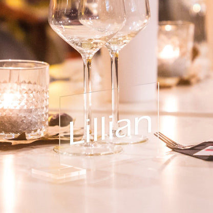 30 Pcs Clear Acrylic Place Cards with Holders, DIY Blank Clear Rectangle Acrylic Name Place Cards, Standing Wedding Guest Names Escort Cards for Wedding Party Dinner Table Setting