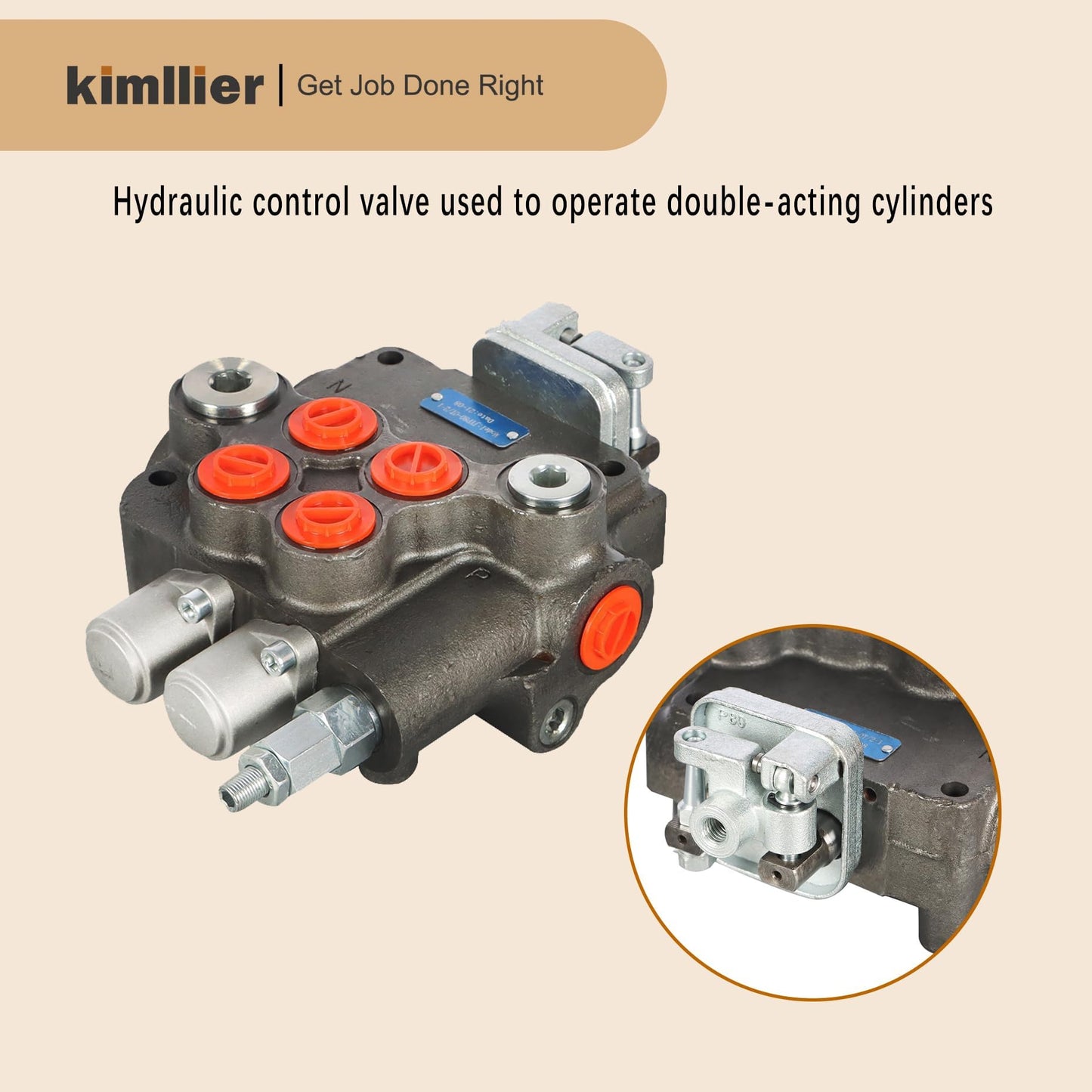 kimllier 2 Spool Hydraulic Valve 21GPM 3625PSI Hydraulic Directional Control Valve w/Joystick SAE Ports Double Acting Valve