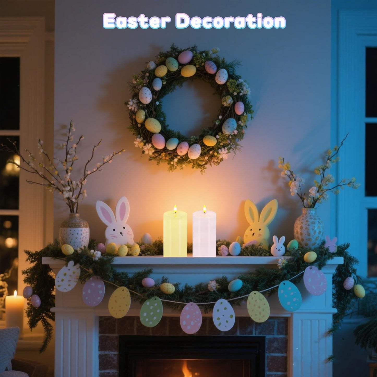Pastel Flameless Candles, Set of 2 6"x3" Flickering Spring LED Candles with Remote & Timer, Dimmable Real Wax Easter Pillar Candles Battery Operated, Electric Candles for Home Spring Easter Decor