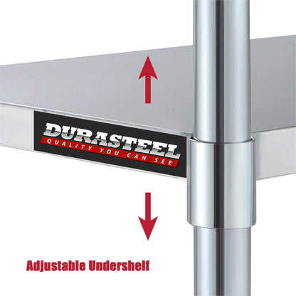 DuraSteel Galvanized Under Shelf for Work Tables - Extra Adjustable Lower Shelf for 24" x 60" Stainless Steel and Wooden Worktables - Fits for use in Restaurant, Warehouse, Home, Kitchen, Garage