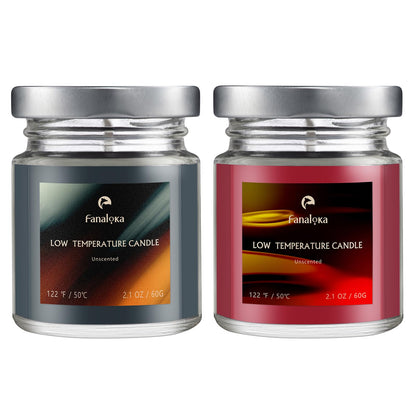 Low Temperature Candles Sets, Low Heat Body Safe Candles, Unscented, Black & Red (4.2 oz Variety Pack, 2 Pack)- FANALOKA