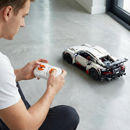 DIY RC Kit - 1226PCS Building Blocks for Adults 1:14 Scale Gloss White Sports Car with Remote Control Programmable App &amp LED Lights Build Your Own RC Car Kit