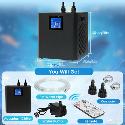 Aquarium Chiller 79 Gal, 1/3 HP Water Chiller Machine, Hydroponic Cooling System, Fish Tank Chiller with Upgraded LED display, for Axolotl Jellyfish