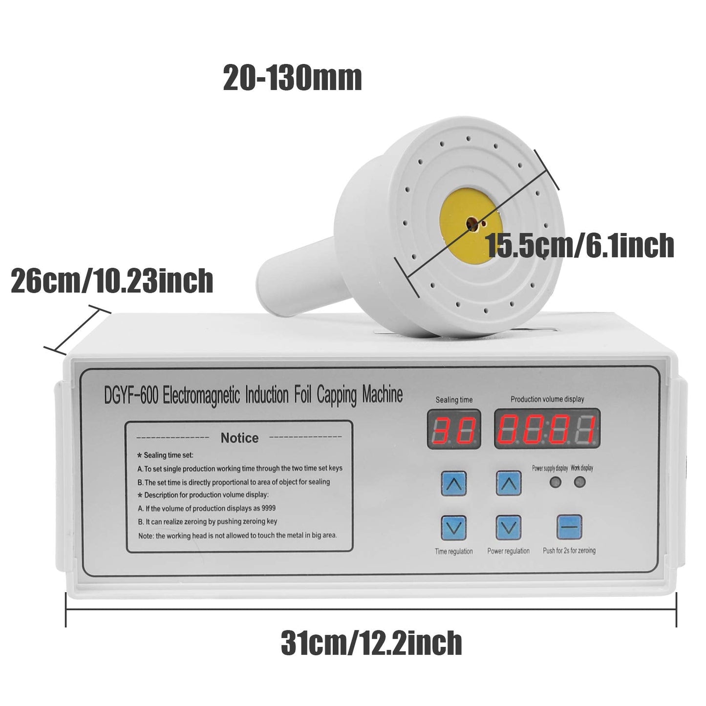 Portable Handheld Induction Sealer 20mm-130mm 110V Induction Sealing Machine White Bottle Cap Sealing Machine