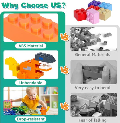 1800 Pieces Building Bricks SetBuilding Bulks Blocks with 1 Packs 24x24 Studs Sticky Plates205 Pcs Flowers and Tree Set 14 Colors 18 Random Bulk Shapes Creative Toy Gift for Boys Girls