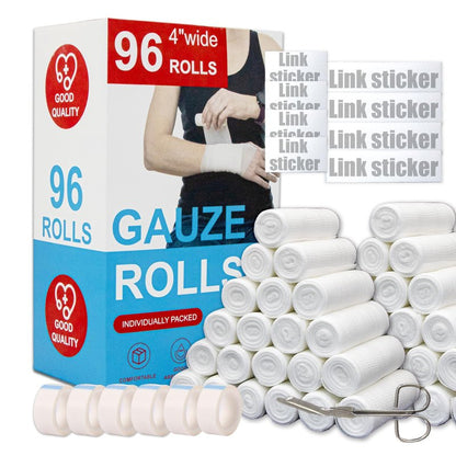 KIWAEZS Gauze Rolls Pack of 96 – 4 ” x 4.1 yd Premium Quality Lint and Latex-Free Conforming Stretch Bandages Designed for Wound Care for Wound Dressing Support (Ideal for use as a Mummy wrap)